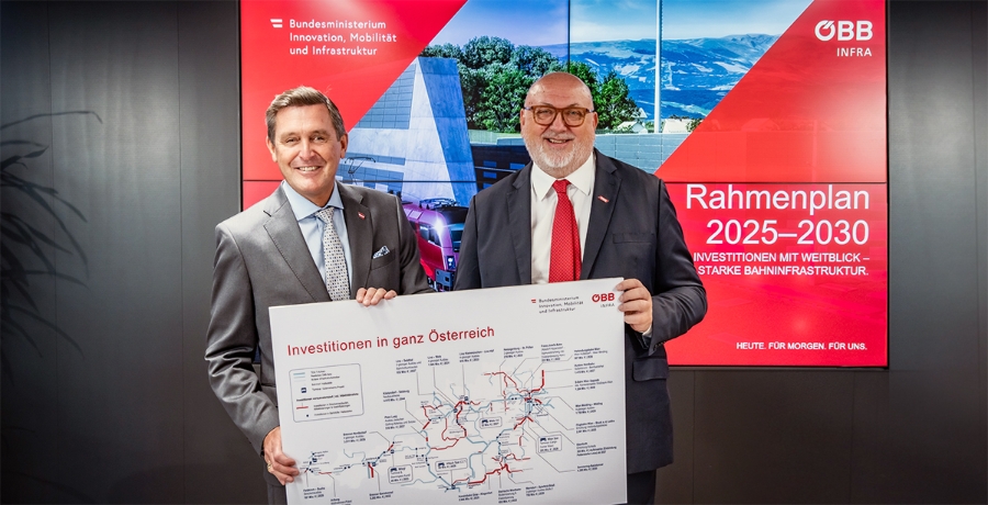 BM Hanke und ÖBB-Vorstandsvorsitzender Andreas Matthä präsentieren den neuen Rahmenplan