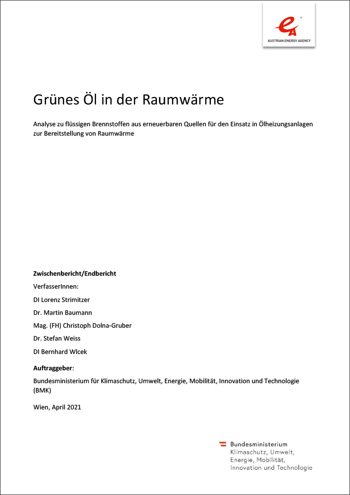Grünes Öl in der Raumwärme, Titelblatt