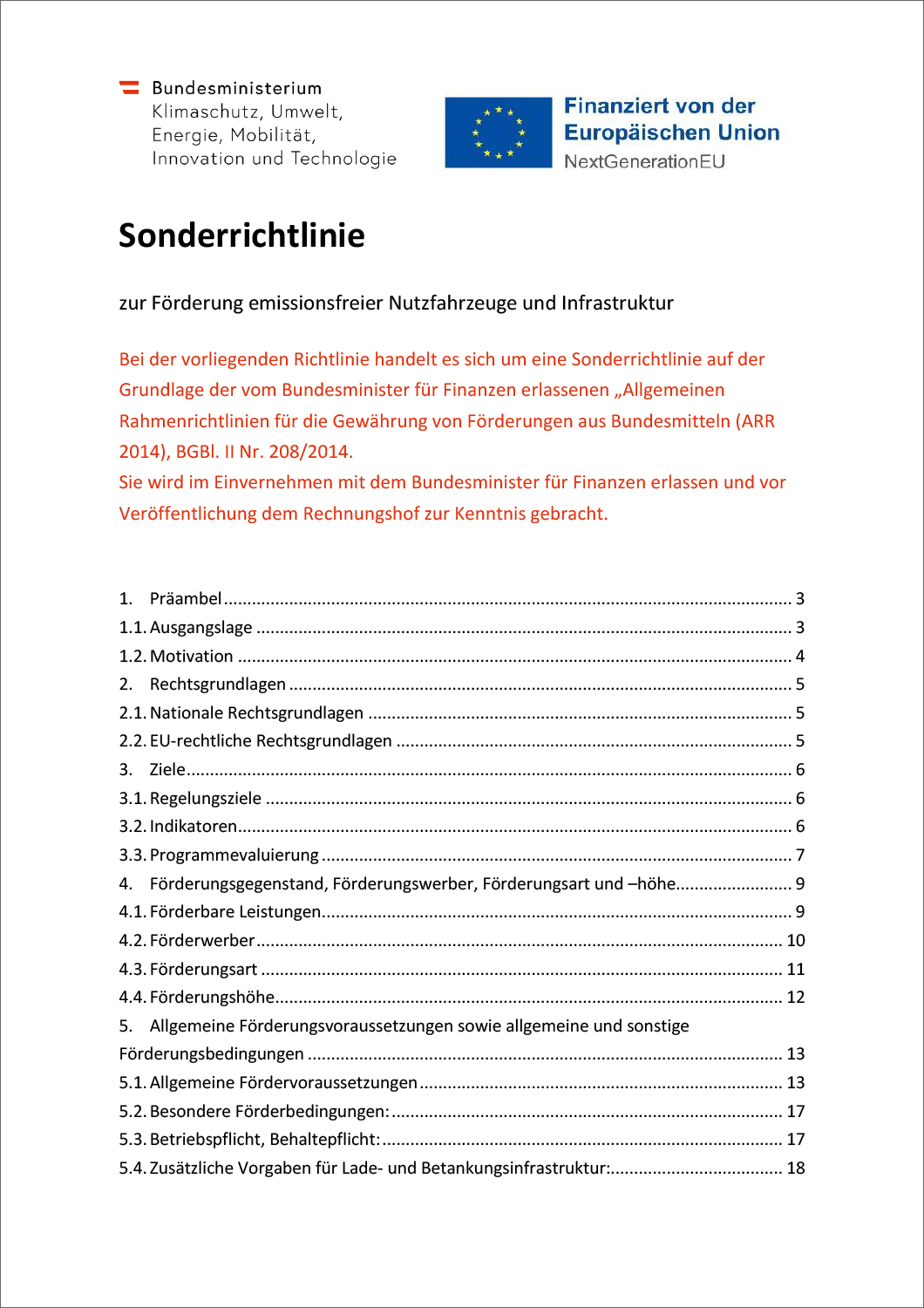 Titelblatt "Sonderrichtlinie ENIN"