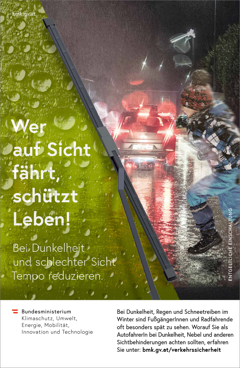Werbebanner "Wer auf Sicht fährt, schützt Leben!"