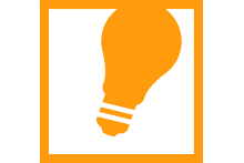 Symbol: Glühbirne mit Rahmen
