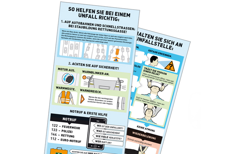Anleitung zur Ersten Hilfe mit einer Rettung daneben