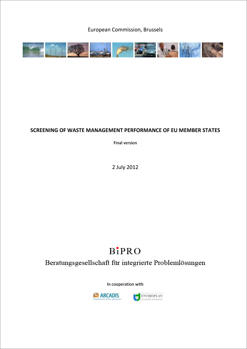 Cover "Screening of Waste Management Performance of EU Member States"