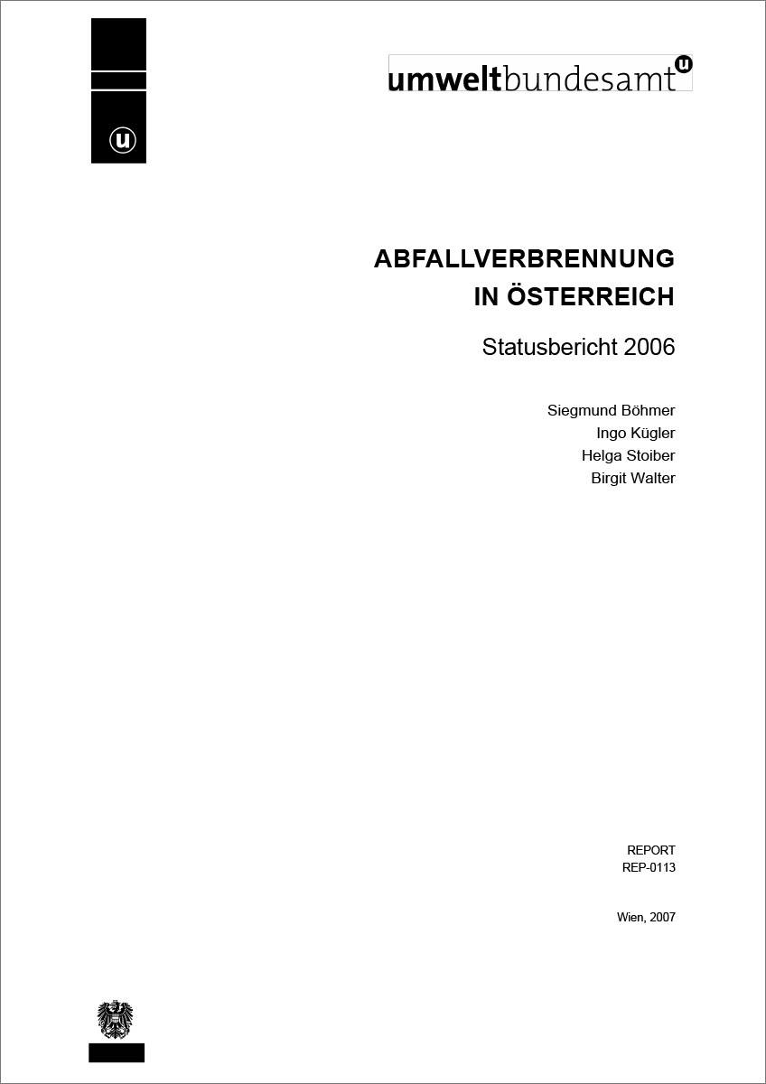 Titelblatt "Abfallverbrennung in Österreich"