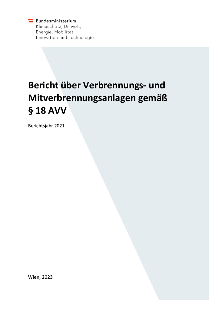 Bericht über Verbrennungs- und Mitverbrennungsanlagen 2021, Titelbild