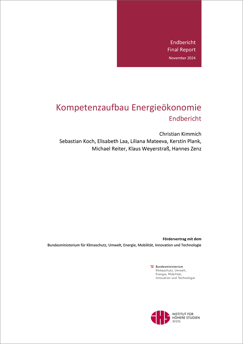 Titelblatt "Kompetenzaufbau Energieökonomie - Endbericht"