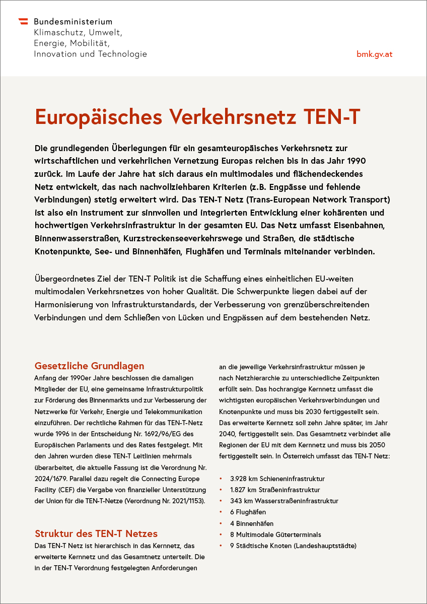 Titelblatt "Europäisches Verkehrsnetz TEN-T"