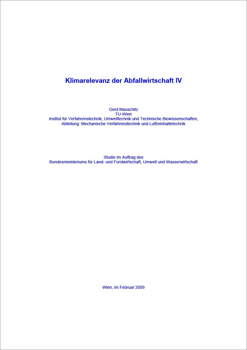 Titelblatt "Klimarelevanz der Abfallwirtschaft"