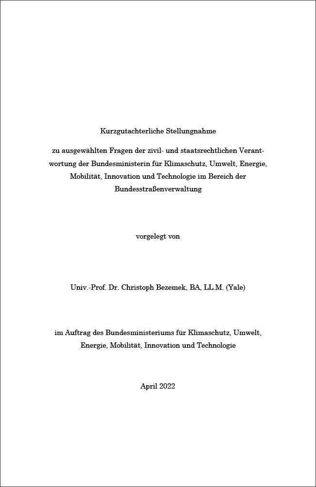 Kurzgutachterliche Stellungnahme BMK Titel